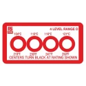 RS PRO Temperature Sensitive Label 104 °C to 121 °C 4 Levels 10 Labels Circular Non-Reversible 45mm x 23mm 286-052