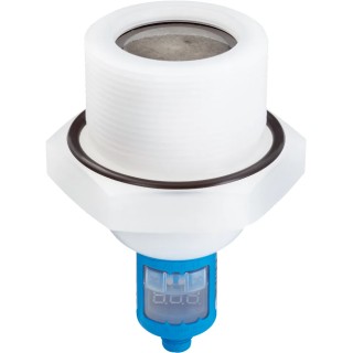 SICK Ultrasonic Level Sensor with Display Screw Mount PVDF PBT TPU Housing Perfluoroelastomer Gasket 30V DC 200mA 6bar UP56