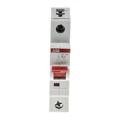 ABB 1-Pole DIN Rail Isolator Switch with Padlock Compatibility IP40 IP20 16A SD201/16 2CDD281101R0016 SD201/16