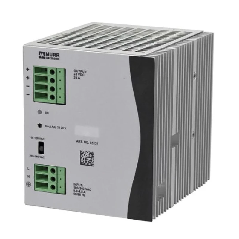 Murrelektronik Limited Eco-Rail Switched Mode DIN Rail Power Supply 264V AC Input 24V DC, 20A Output 480W 85137