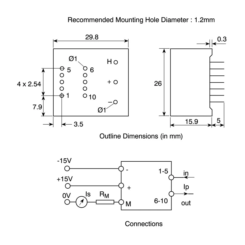 LEM Current Transformer LA25-NP Series 36A 15V PCB Mounting LA25-NP