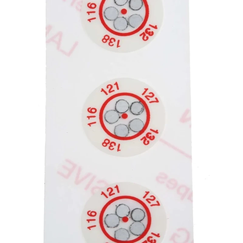 RS PRO Temperature Sensitive Label 116 °C to 138 °C 5 Levels 14mm Diameter Circular Non-Reversible 10 Labels Per 285-992