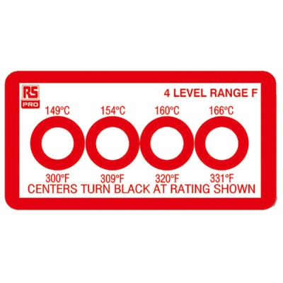 RS PRO Temperature Sensitive Label 149 °C to 166 °C 4 Levels 10 Labels per Pack 45mm x 23mm 286-074