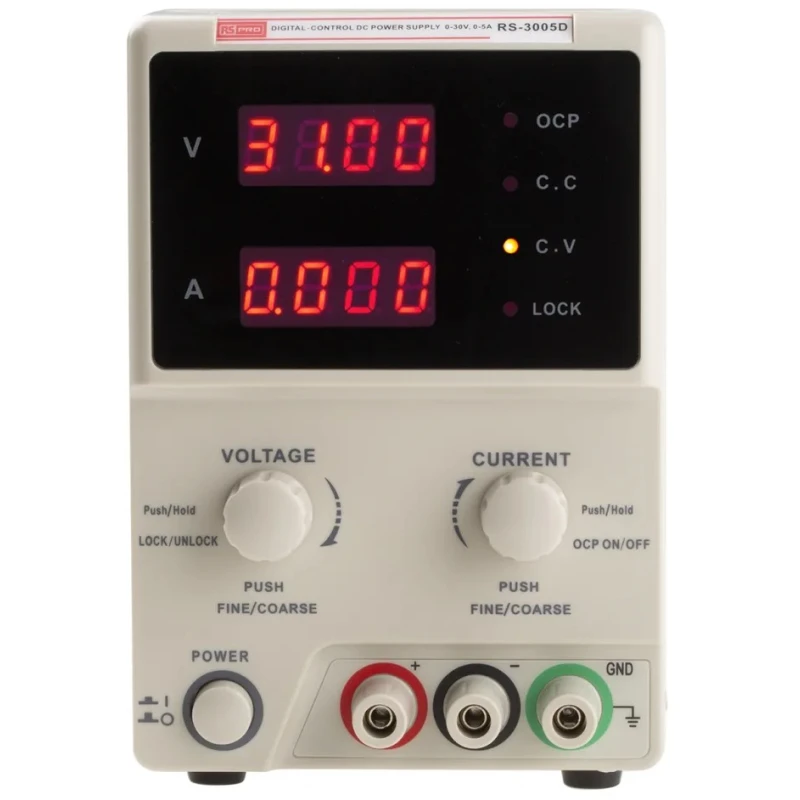 RS PRO Digital Bench Power Supply 0-30V DC 5A 150W 230V AC IEC 320 C14 RS3005D 175-7368