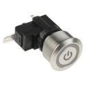 RS PRO Illuminated Push Button Switch, Latching, Panel Mount, 25.2 mm Cutout, SPST, White LED, IP67, 250 V ac 175-8166