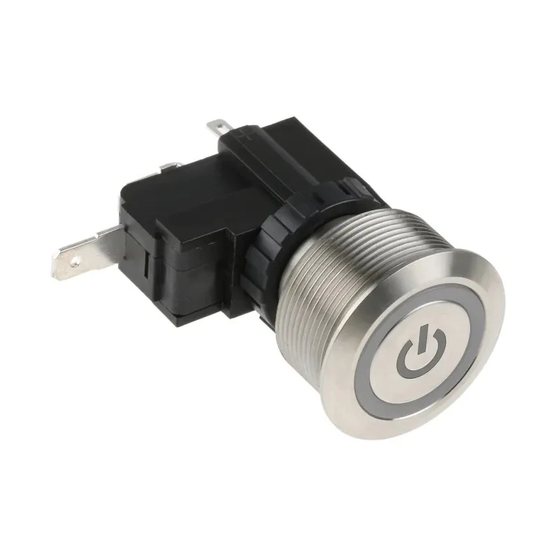 RS PRO Illuminated Push Button Switch, Latching, Panel Mount, 25.2 mm Cutout, SPST, White LED, IP67, 250 V ac 175-8166