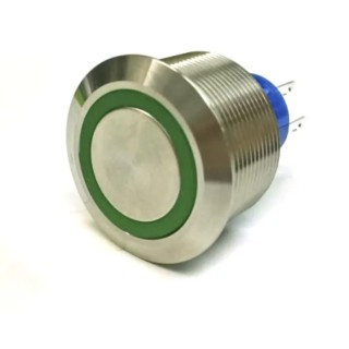 RS PRO Illuminated Push Button Switch Momentary Panel Mount SPDT Green LED 25.2 mm Cutout IP67 250 V AC 175-8344