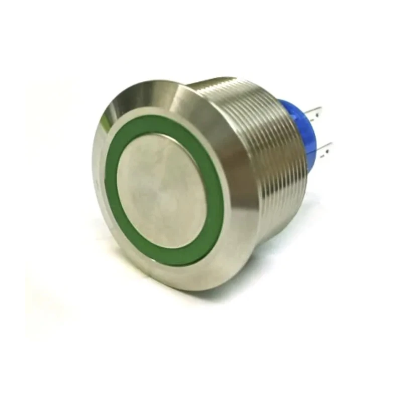 RS PRO Illuminated Push Button Switch Momentary Panel Mount SPDT Green LED 25.2 mm Cutout IP67 250 V AC 175-8344