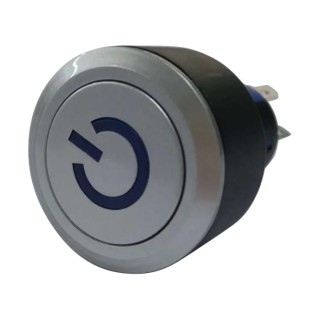 RS PRO Illuminated Push Button Switch Momentary Panel Mount SPDT Blue LED 22.2 mm Cutout IP65 250 V AC 175-8412