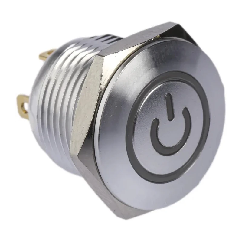 RS PRO Illuminated Momentary Push Button Switch, Panel Mount, 16 mm Cutout, SPST, Green LED, IP67, 36 V dc 175-8484