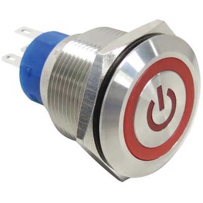 RS PRO Illuminated Momentary Push Button Switch, Panel Mount, 22.2 mm Cutout, SPDT, Red LED, IP67, 250 V AC 3, 5A 175-9233