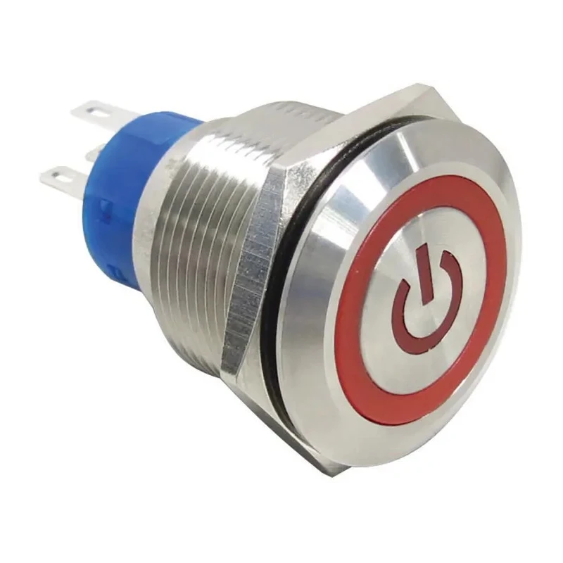RS PRO Illuminated Momentary Push Button Switch, Panel Mount, 22.2 mm Cutout, SPDT, Red LED, IP67, 250 V AC 3, 5A 175-9233