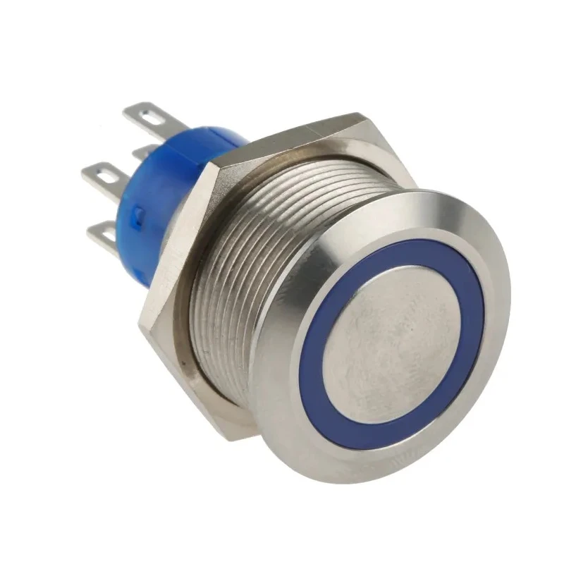 RS PRO Illuminated Push Button Switch Latching DPDT Panel Mount 22.2 mm Cutout Blue LED IP67 250V AC 175-9240