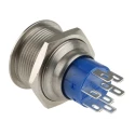RS PRO Illuminated Push Button Switch Latching DPDT Panel Mount 22.2 mm Cutout Blue LED IP67 250V AC 175-9240