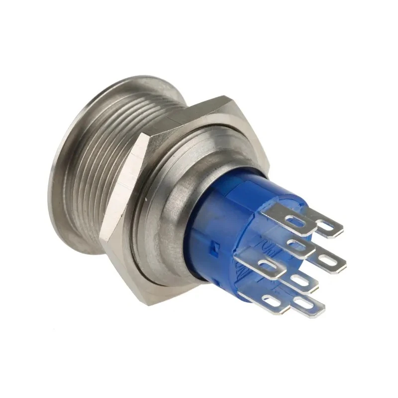 RS PRO Illuminated Push Button Switch Latching DPDT Panel Mount 22.2 mm Cutout Blue LED IP67 250V AC 175-9240