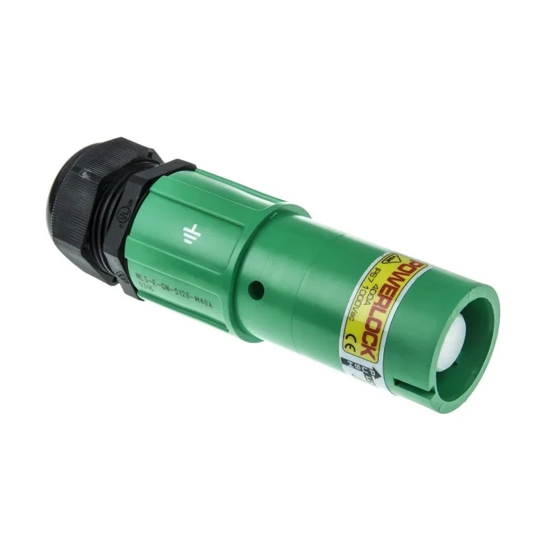 ITT Cannon Veam Powerlock IP67 Green Cable Mount 1P Straight Industrial Power Connector 400A 1kV NLS-E-GN-S120-M40A