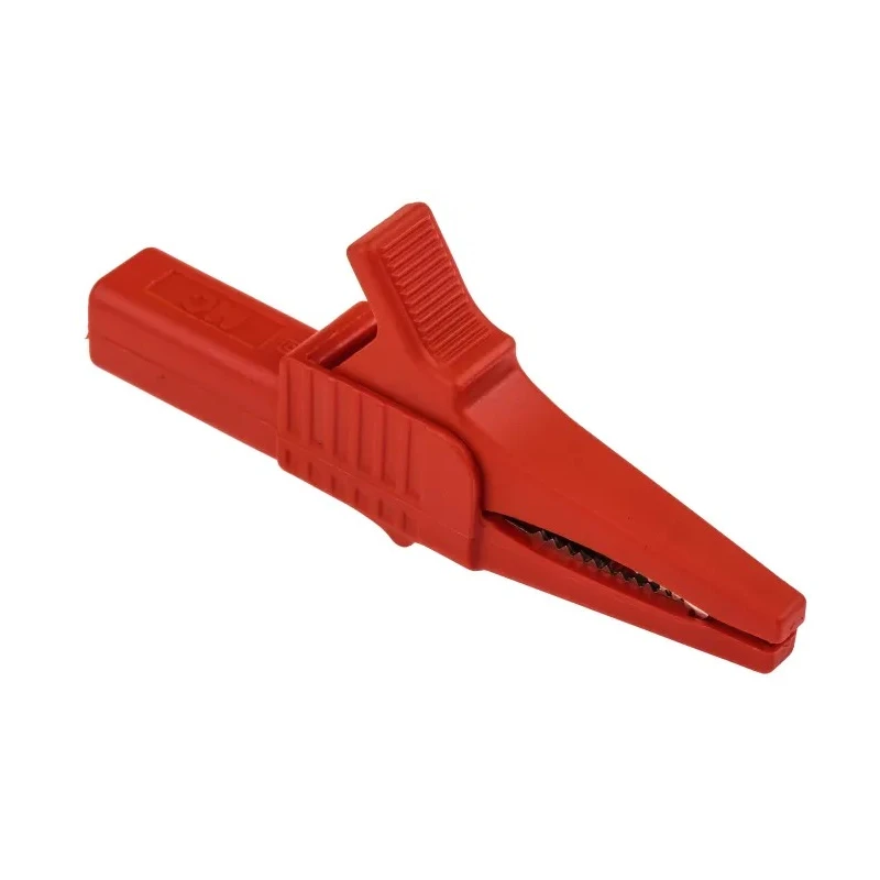 Staubli Red Crocodile Clip Brass Contact 32A Insulated Nylon, Wide Jaw Opening 20mm 66.9755-22