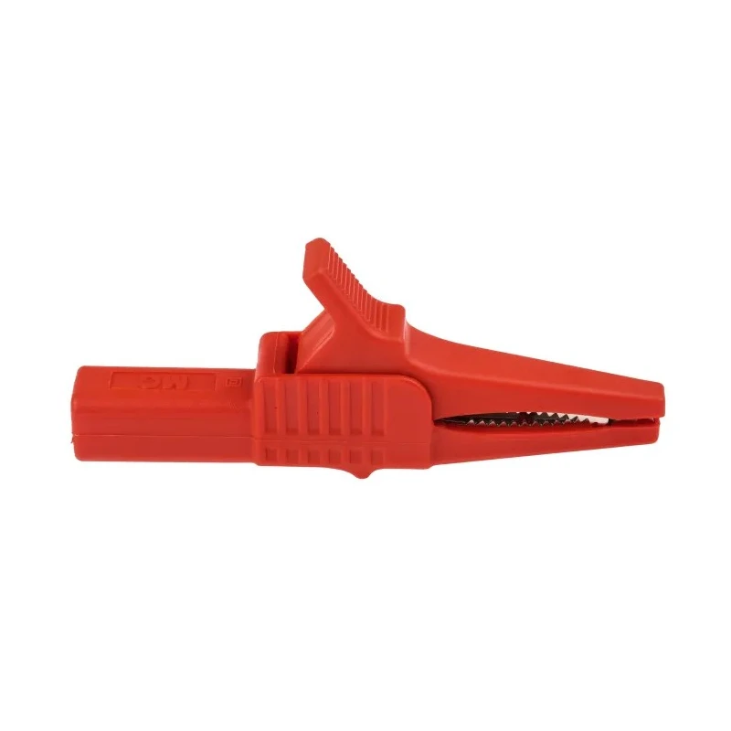Staubli Red Crocodile Clip Brass Contact 32A Insulated Nylon, Wide Jaw Opening 20mm 66.9755-22