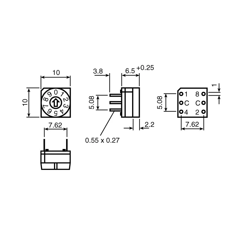 Hartmann Rotary Coded DIP Switch PT65102, Slotted Head, Flux Sealed, Gold Plated Contacts, 150mA @ 24Vdc, Germany