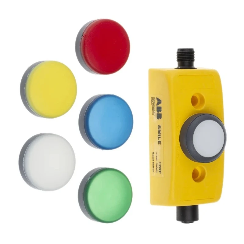 ABB Jokab Smile 12 RF Series Reset Illuminated Emergency Stop Push Button, Panel Mount 2TLA030053R2600 Smile 12 RF M12-5