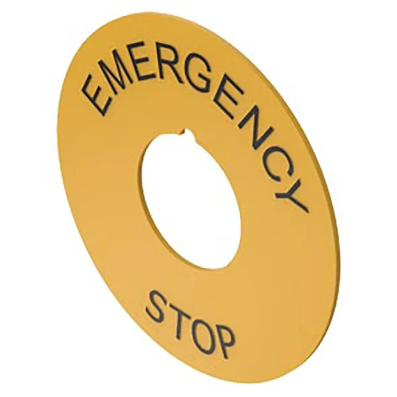 EAO Emergency Stop Plate Yellow Colour 43mm Diameter for 61 Series Push Button 61-9970.2