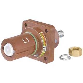 ITT Cannon Industrial Power Connector Panel Mount 400A 1kV Polybutylene Terephthalate Brown Veam Powerlock NPDFT-1-BN-L-T4