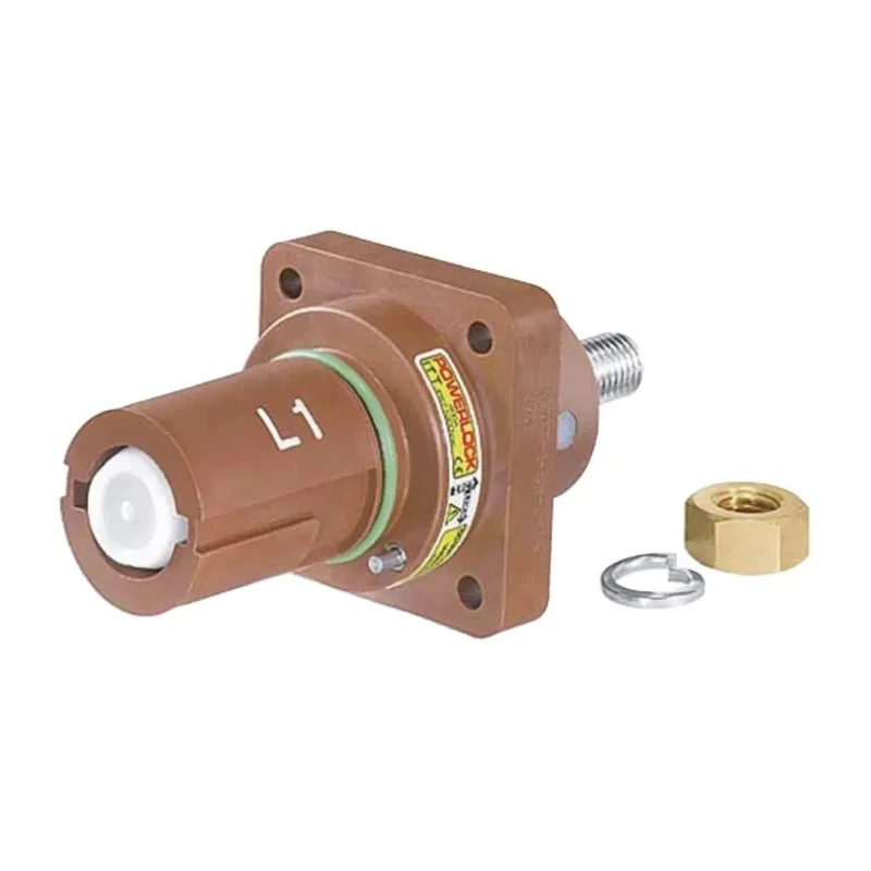 ITT Cannon Industrial Power Connector Panel Mount 400A 1kV Polybutylene Terephthalate Brown Veam Powerlock NPDFT-1-BN-L-T4