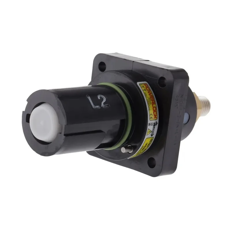 ITT Cannon Industrial Power Connector Panel Mount 400A 1kV IP65, IP67 Black Veam Powerlock NPDFT-2-BK-L-T4