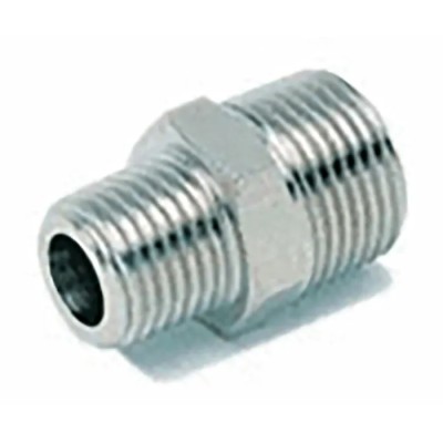 RS PRO Brass Threaded Pipe Fitting Male BSPT 1/8 in to Male British Standard Parallel Pipe, Straight, Nickel-Plated 176-0995