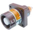 ITT Cannon Veam Powerlock IP67 Brown Panel Mount 1P Straight Industrial Power Connector 400A 1kV NPS-1-BN-T4