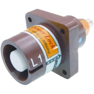 ITT Cannon Veam Powerlock IP67 Brown Panel Mount 1P Straight Industrial Power Connector 400A 1kV NPS-1-BN-T4