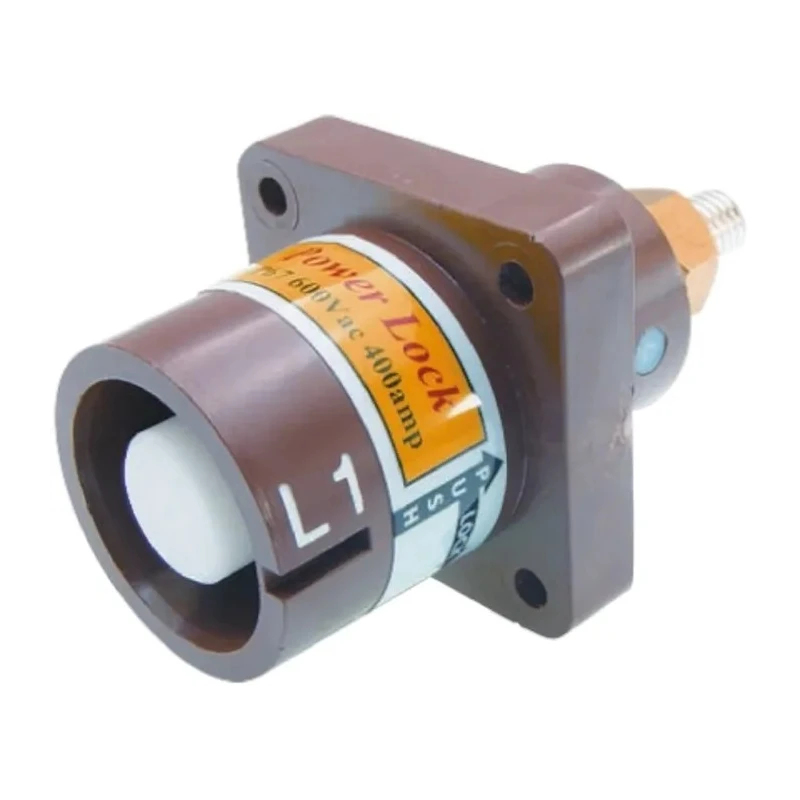 ITT Cannon Veam Powerlock IP67 Brown Panel Mount 1P Straight Industrial Power Connector 400A 1kV NPS-1-BN-T4