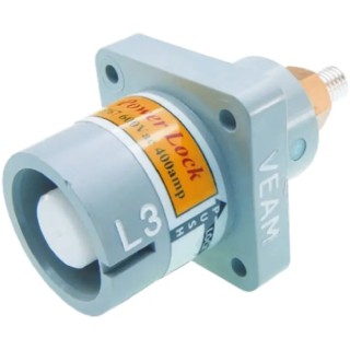 ITT Cannon Veam Powerlock IP67 Grey Panel Mount 1P Straight Industrial Power Connector 400A 1kV NPS-3-GY-T4