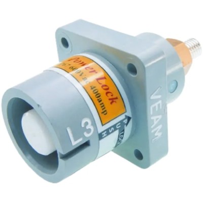 ITT Cannon Veam Powerlock IP67 Grey Panel Mount 1P Straight Industrial Power Connector 400A 1kV NPS-3-GY-T4