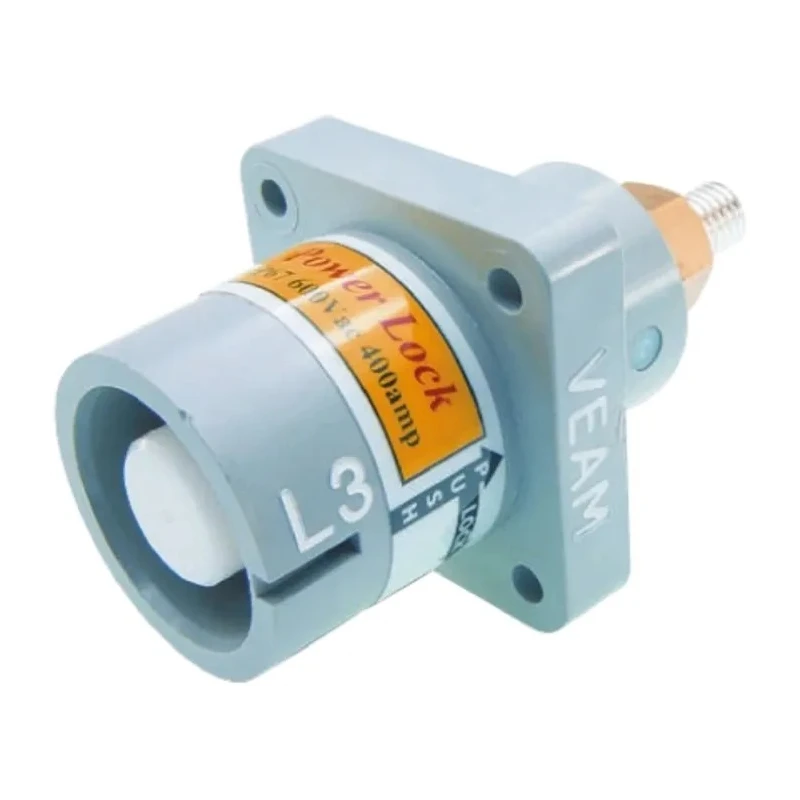 ITT Cannon Veam Powerlock IP67 Grey Panel Mount 1P Straight Industrial Power Connector 400A 1kV NPS-3-GY-T4