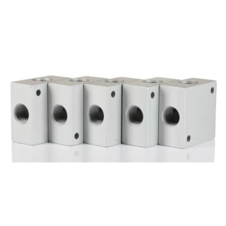 RS PRO Pneumatic Manifold 1 Outlet Port Aluminium, Nickel Plated, Max Pressure 75 bar, Max Temperature 300°C 176-1099