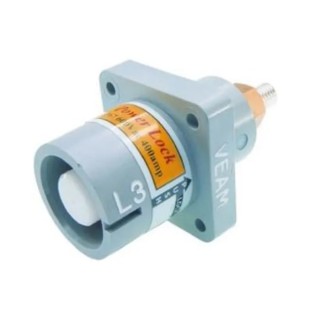 ITT Cannon Industrial Power Connector 400A 1kV Panel Mount IP65 IP67 Veam Powerlock NPDFT-3-GY-L-T4