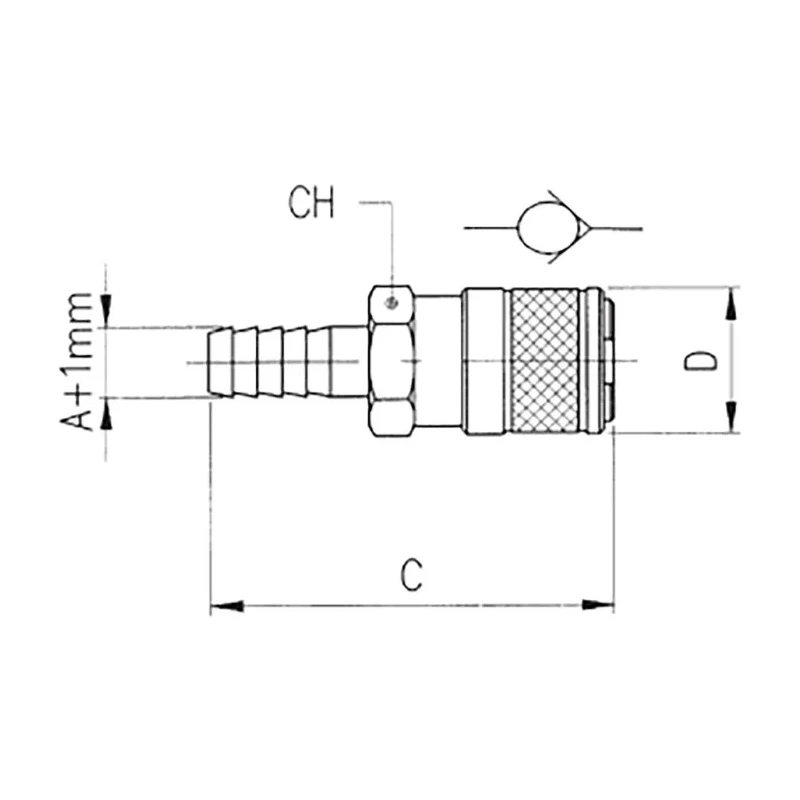RS PRO Nickel Plated Brass Quick Air Coupling Hose Barb Male 8mm 12 bar 176-1905