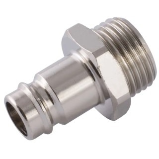 RS PRO Nickel Plated Brass Coupler Nipple 1/2 in Male ISO 228 Class A Thread 0.5in Hose Barb 176-2011