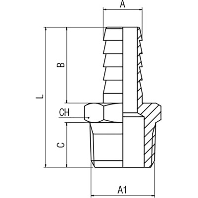RS PRO Hose Connector 25 mm ID, 3/4in Male BSPT Adapter, Brass, 5 MPa 50 bar, 300°C 176-2019