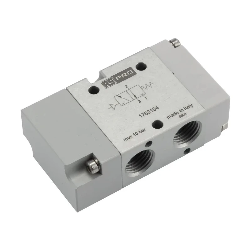 RS PRO Pneumatic Solenoid Valve 3/2 NC G 1/4 Aluminium Body Pneumatic Actuation 10 bar Maximum Pressure 1200 NL/min 176-2104