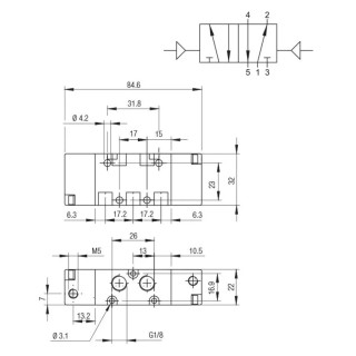 RS PRO Pneumatic Solenoid Valve 5/2 Bistable Pneumatic G 1/8, Single Solenoid, Aluminium Body, 10 bar Max Pressure 176-2109