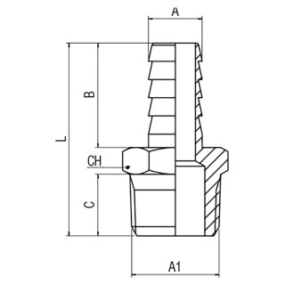 RS PRO Stainless Steel Hose Connector 7 mm ID Threaded 1/4 in Male 14 MPa 140 bar 176-2202