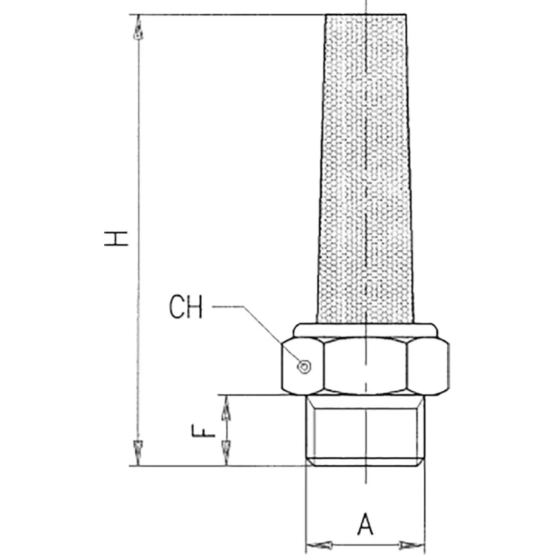 RS PRO Brass Pneumatic Silencer 12 bar Threaded G 1/2 in 89dB Noise Reduction 67mm Length 176-2286