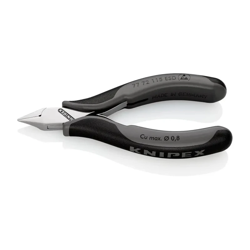 Knipex Small Bevel ESD Safe Side Cutter, Diagonal Cutter 0.8mm Cutting Capacity, 115mm Length 77 72 115 ESDRS