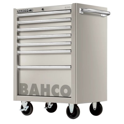 Bahco 7 Drawer Wheeled Roller Cabinet Stainless Steel 762x500x956mm 600kg Load Capacity 1470K7SS
