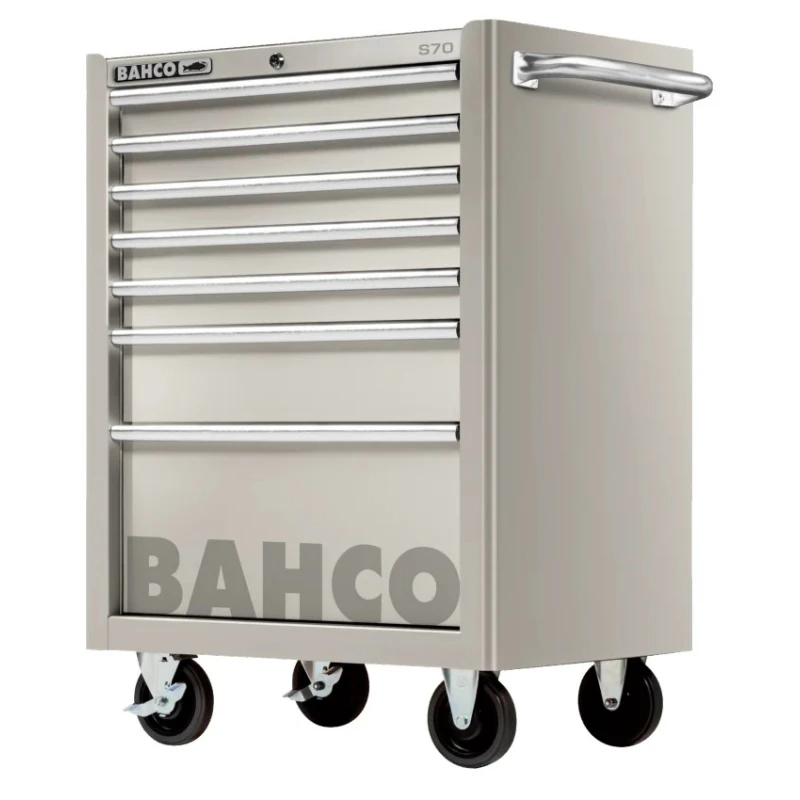 Bahco 7 Drawer Wheeled Roller Cabinet Stainless Steel 762x500x956mm 600kg Load Capacity 1470K7SS