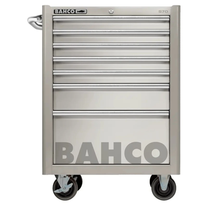 Bahco 7 Drawer Wheeled Roller Cabinet Stainless Steel 762x500x956mm 600kg Load Capacity 1470K7SS