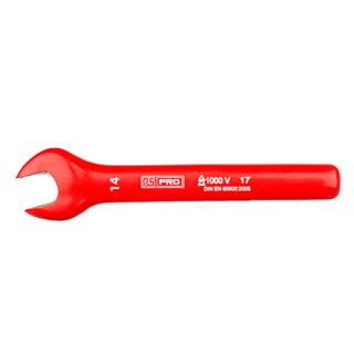 RS PRO Open End Spanner Height Safe Metric 145mm Overall Chrome Vanadium Steel Chrome Plated 1000V VDE Approved 176-3419