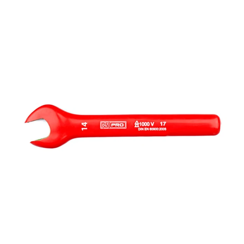RS PRO Open End Spanner Height Safe Metric 145mm Overall Chrome Vanadium Steel Chrome Plated 1000V VDE Approved 176-3419